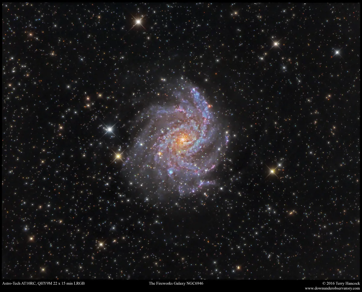 NGC 6946 The Fireworks Galaxy by Terry Hancock, Fremont, Michigan, USA. Equipment: Astro-Tech AT10RC, QHY9M CCD