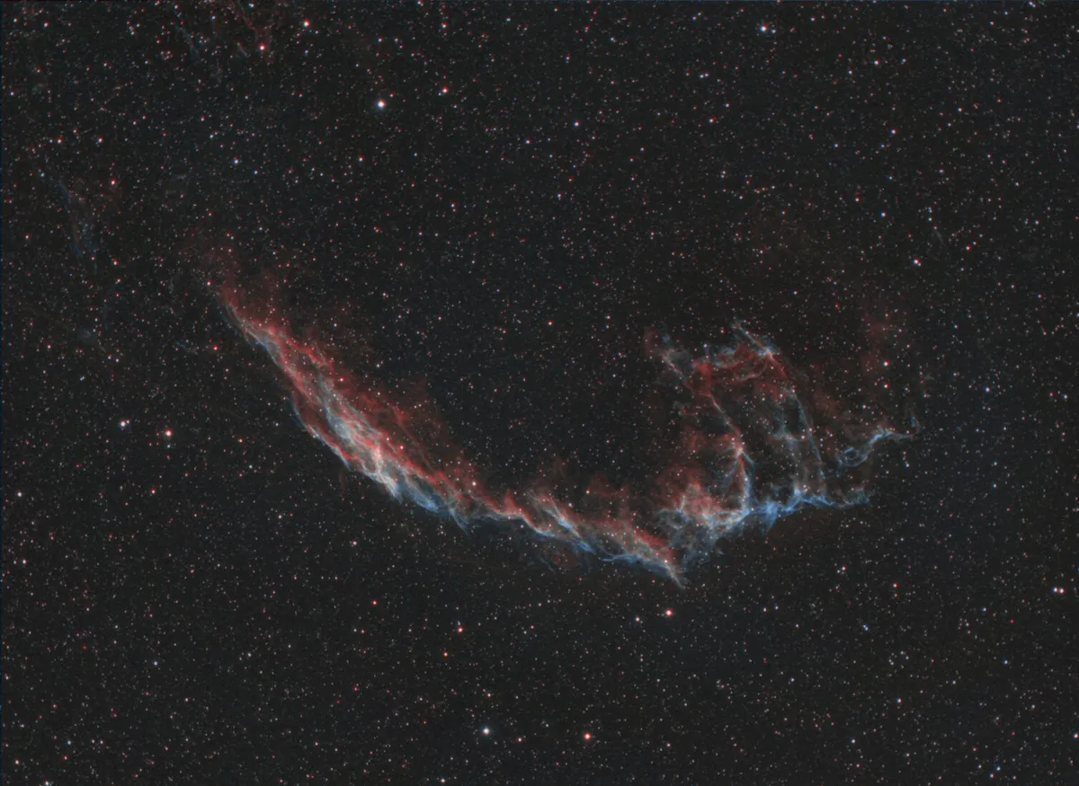 NGC 6995 by Patryk Tomalik, Gloucester, UK. Equipment: Stellarvue SV80S, TVx0.8, ST8300, AZ EQ6GT, Ha, OIII, RGB.