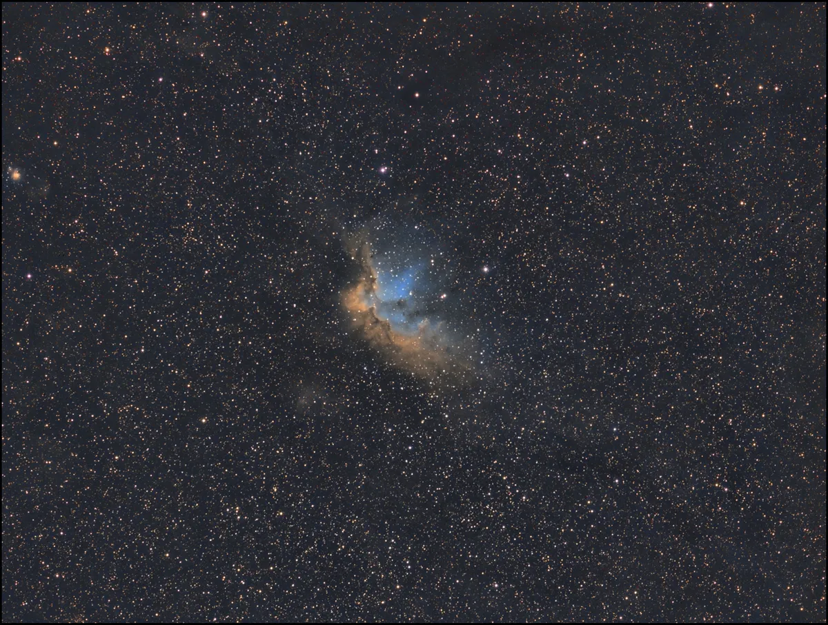 NGC 7380 Wizard Nebula by Patryk Tomalik, Gloucester, UK. Equipment: Stellarvue 80SV, TVx0.8, Sbig ST8300, AZ EQ6GT, Ha, OIII, SII