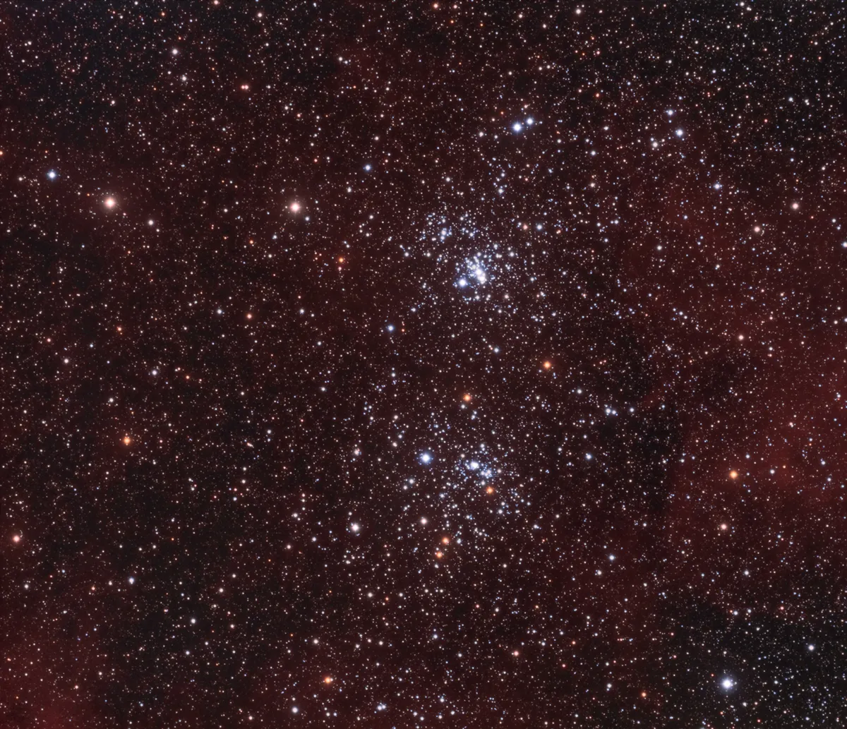 NGC 869/884 Double cluster in a different way... by André van der Hoeven & Fabian Neyer, Hendrik-Ido-Ambacht, The Netherlands. Equipment: TMB92SS, QSI583ws, Televue NP101, SBIG STL11000m