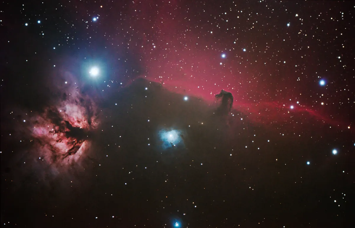 Flame and Horsehead by Tom Howard, Crawley, Sussex, UK. Equipment: Meade 5000 127mm APO refractor, mounted on an EQ6, Nikon D7000 DSLR.