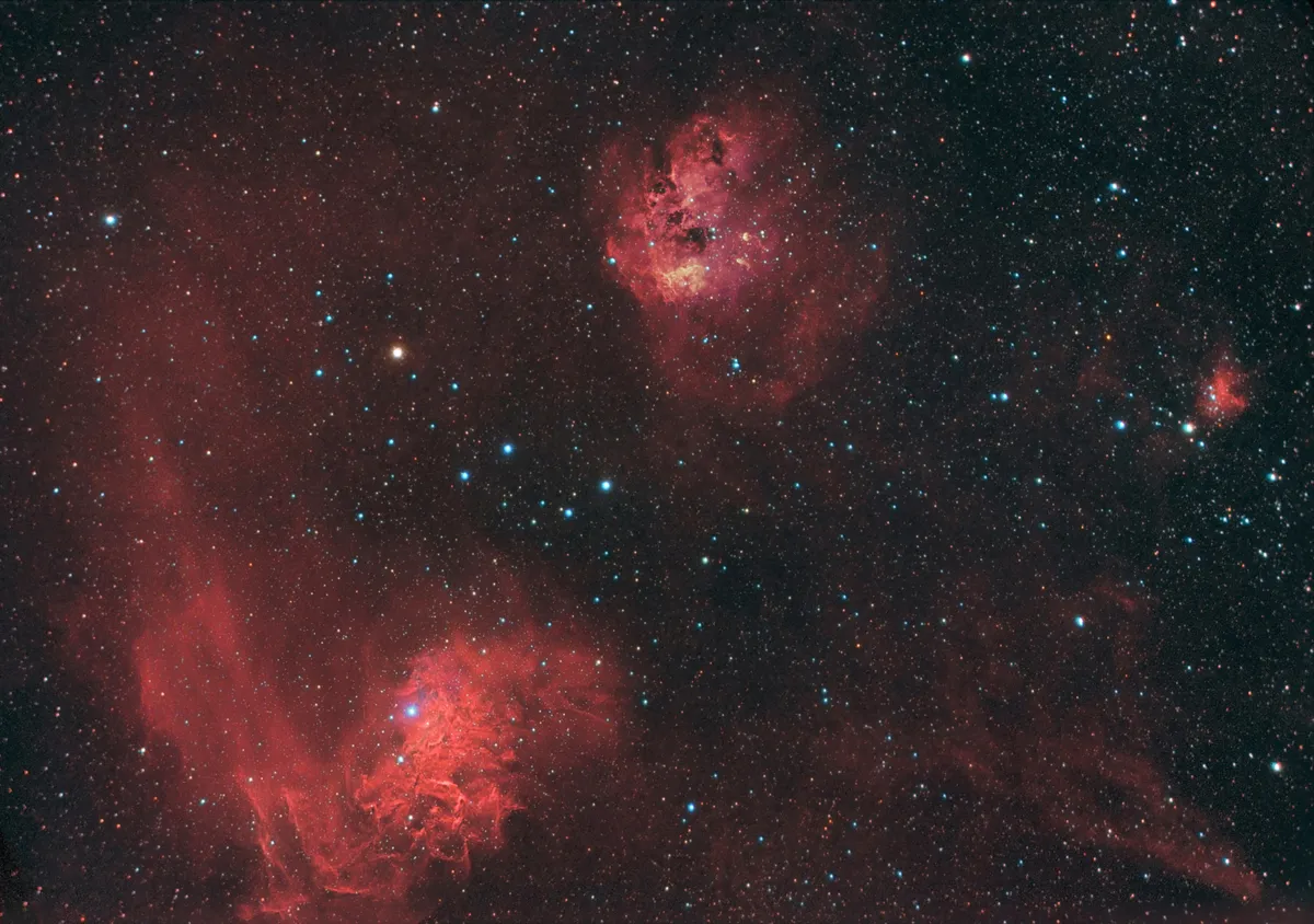 Nebulae of Auriga David Slack, Northumberland. Equipment: Canon EOS 1100D DSLR, SXV-H9 CCD camera, Revelation ED66 refractor, Sky-Watcher HEQ5 Pro mount.