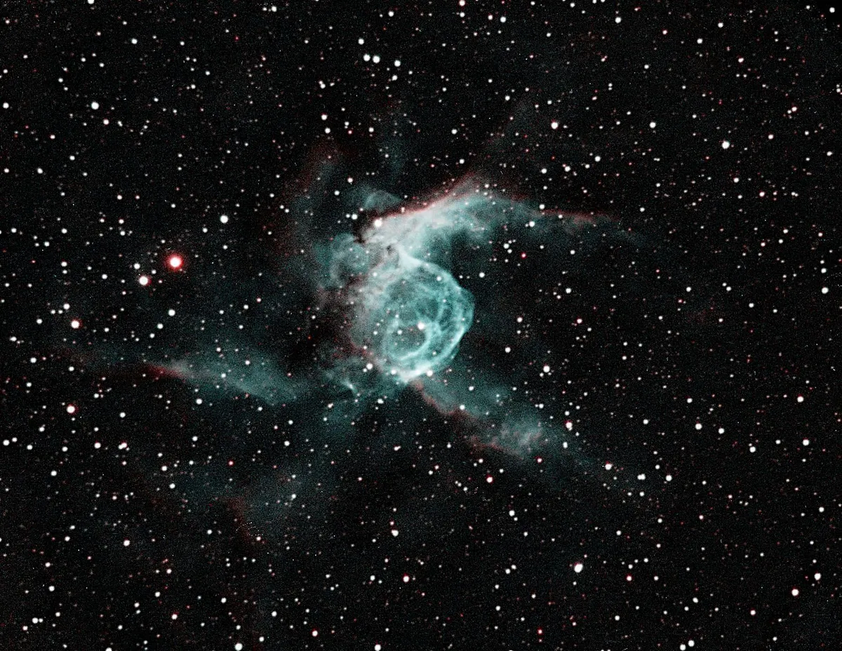 NGC2359 Thor's Helmet by Mark Griffith, Swindon, Wiltshire, UK. Equipment: Celestron C11 Sct, Skywatcher NEQ6 pro mount,Atik 383L  camera, motorised filter wheel and Astronomik filters.