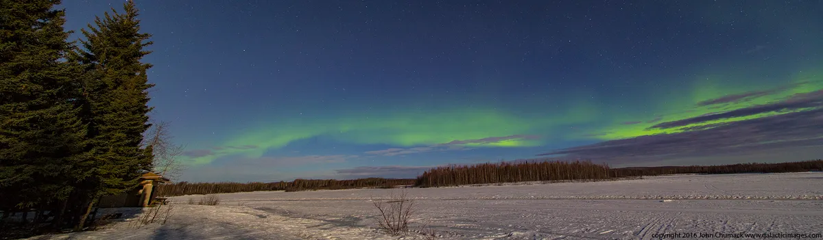 Aurora Panorama by John Chumack, North Pole, Alaska.