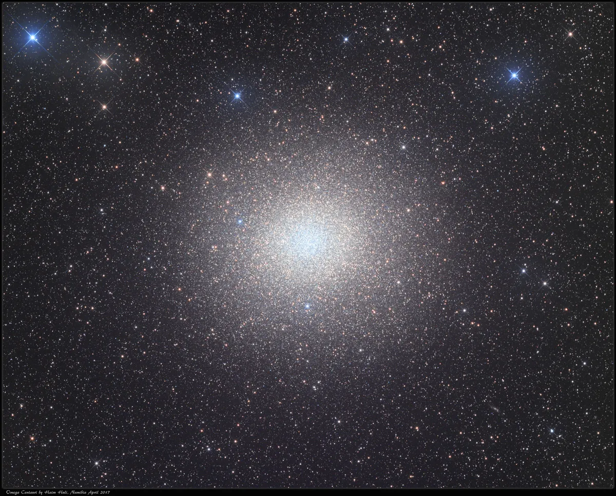 Omega Centauri in LRGB by Haim Huli, Kibutz Ramat Hakovesh, Israel. Equipment: ASA 12'' F3.6 Astrograph, ASA DDM85, FLI Mono M8300