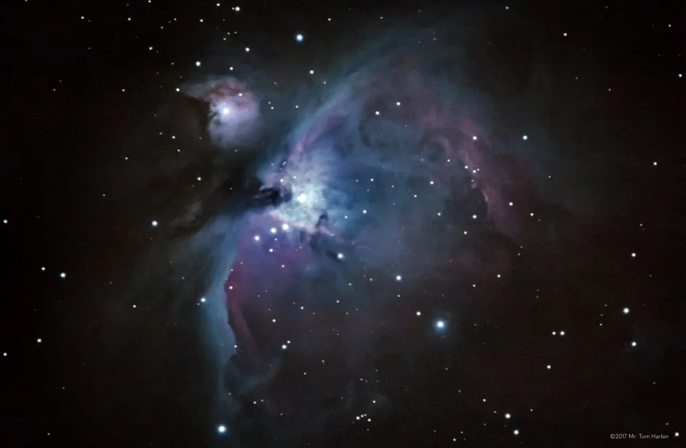 The Orion Nebula Tom Harbin, Essex, UK. Equipment: Canon Rebel T5i DSLR camera, Celestron NexStar 127mm Maksutov, Alt-Az GoTo mount.