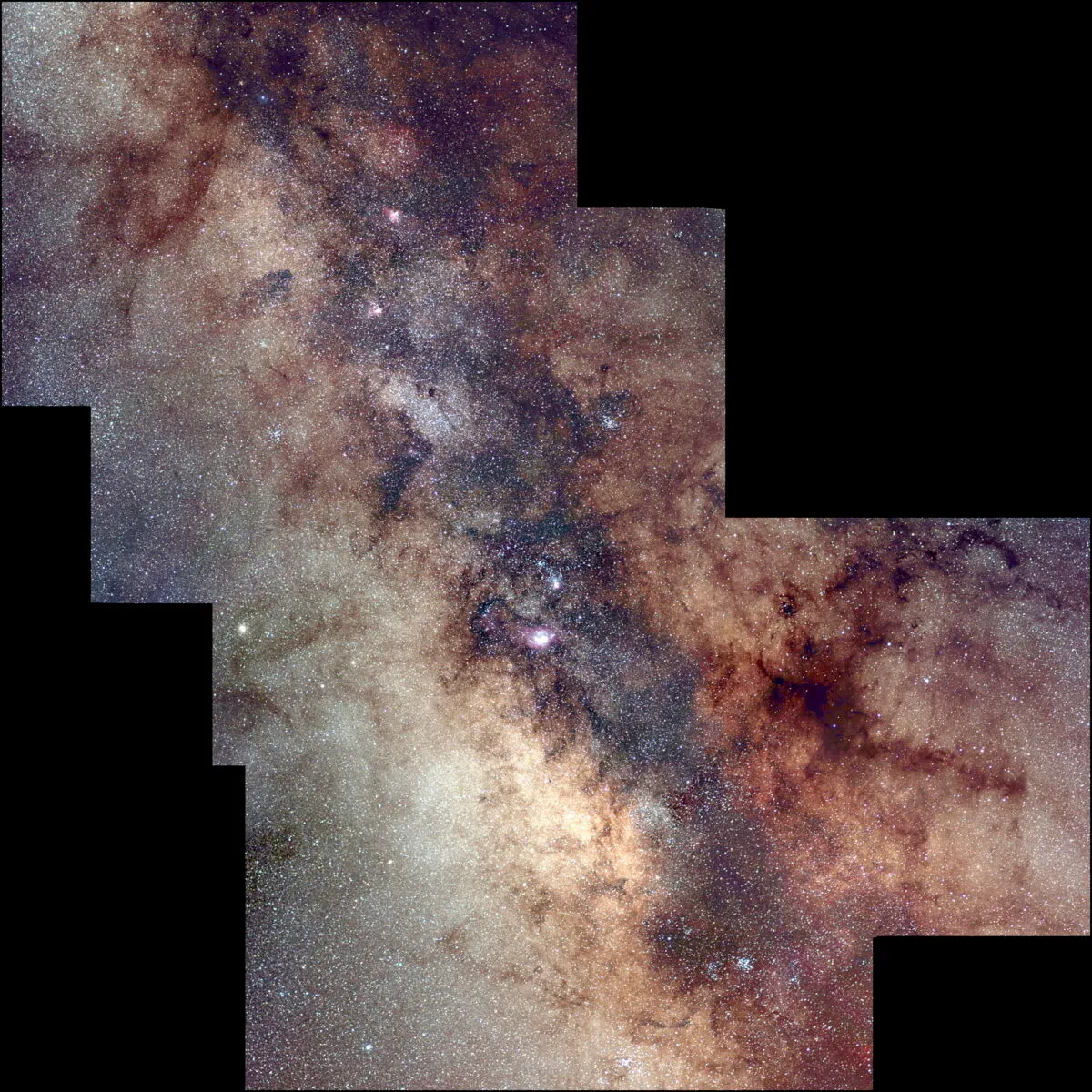 Milky Way Mosaic by Steve Barrett, Teide Observatory, Tenerife. Equipment: Nikon D7100, 85mm f/1.8 lens, iOptron SkyTracker