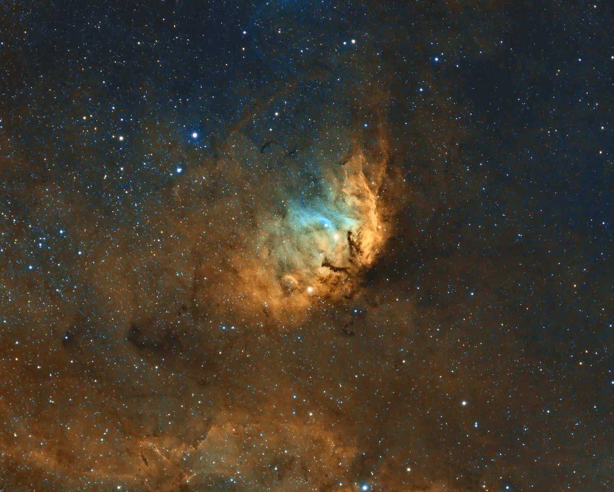 Sh2-101 Tulip Nebula HST by Chris Heapy, Macclesfield, UK. Equipment: Televue NP127is refractor, Atik490EX, Losmandy G11, TV Pronto, Lodestar, Astrodon 3nM Ha, SII and OIII