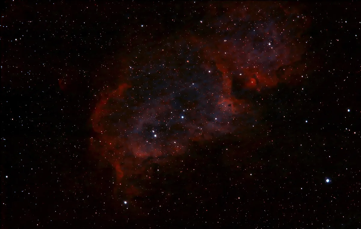 IC1871 The Soul Nebula by David Slack, Newcastle Upon Tyne, UK. Equipment: Orion ed80, Canon 1000d, Revelation ed66mm, Canon 1100d, 2 x Altair 0.6 reducers, Astronomik 12nm Ha and Oiii filters, PHD   finder guider & Skywatcher HEQ5 syntrek. Processed with DSS, Pix Insight, Registar & PSP CS 5.