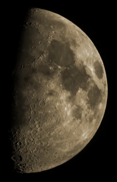 Moon August 4th by Philip Pugh, Chippenham, Wiltshire, UK. Equipment: SkymaxSky 127, Skywatcher 32mm Plossl eyepiece, Panasonic Lumix.