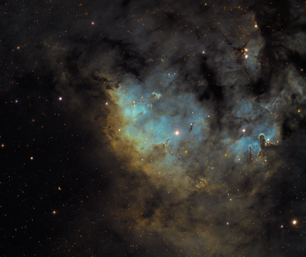 NGC7822 by Chris Grimmer, Norwch, UK. Equipment: William Optics GT81 Triplet Refractor, SXVR H694 Mono, Baader Filters, Ioptron CEM60 Standard, 80mm guide scope , SX Lodestar