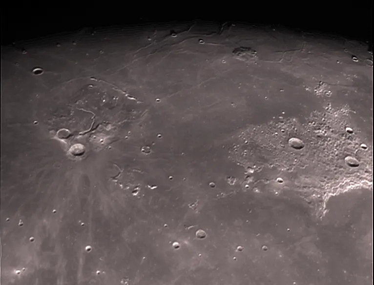 Aristarchus and the Western Limb of the Moon by Mike Jennings, W. Yorkshire, UK. Equipment: Celestron C8 SCT, QHY5.