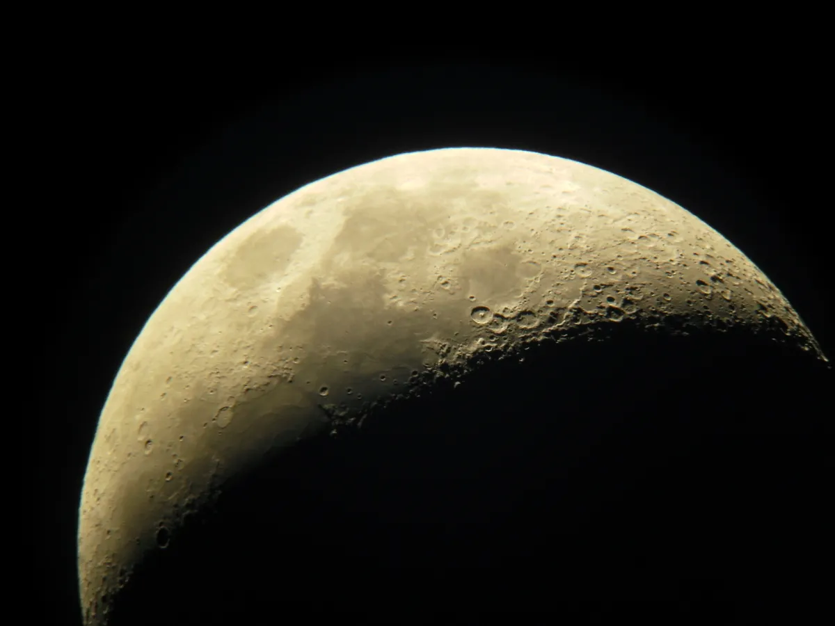 Astromoon by Martin Lacey, Heanor, Derbyshire. Equipment: Skywatcher eq5 200mm, 17mm lens, 2x Barlow, Technika camera.