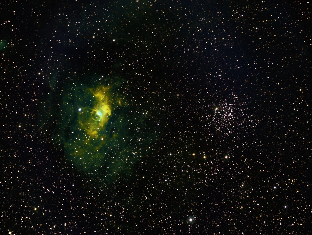 C11 Bubble Nebula & M52 Open Cluster by Mark Griffith, Swindon, Wiltshire, UK. Equipment: Telescope service 8