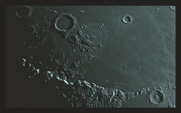 Lunicus and Eratosthenes and Lower Appennine Highlands by Brian S Parker, Wales, UK. Equipment: QHY5T 200mm Newtonian, Neq6 pro.