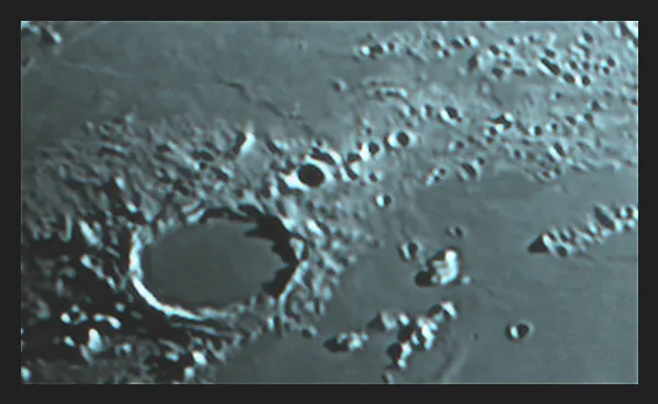 Plato Close Up by Brian S Parker, Wales, UK. Equipment: 200mm Skywatcher Newtonian, 2x powermate, QHY5t CCD.