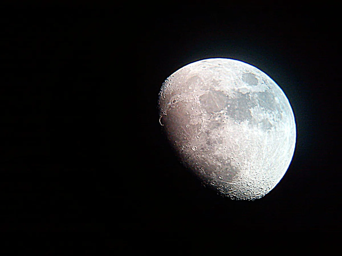 Clear Moon in May by Peter Murphy, Norwich, UK. Equipment: Sky Watcher 150pl Dobsonian Relector, Sony Ericson Experia 8.
