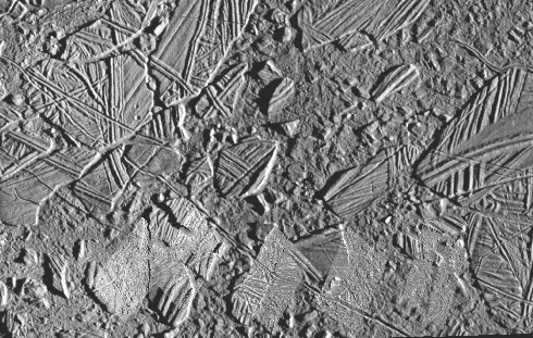 The icy, cracked surface of Europa Image: NASA/JPL