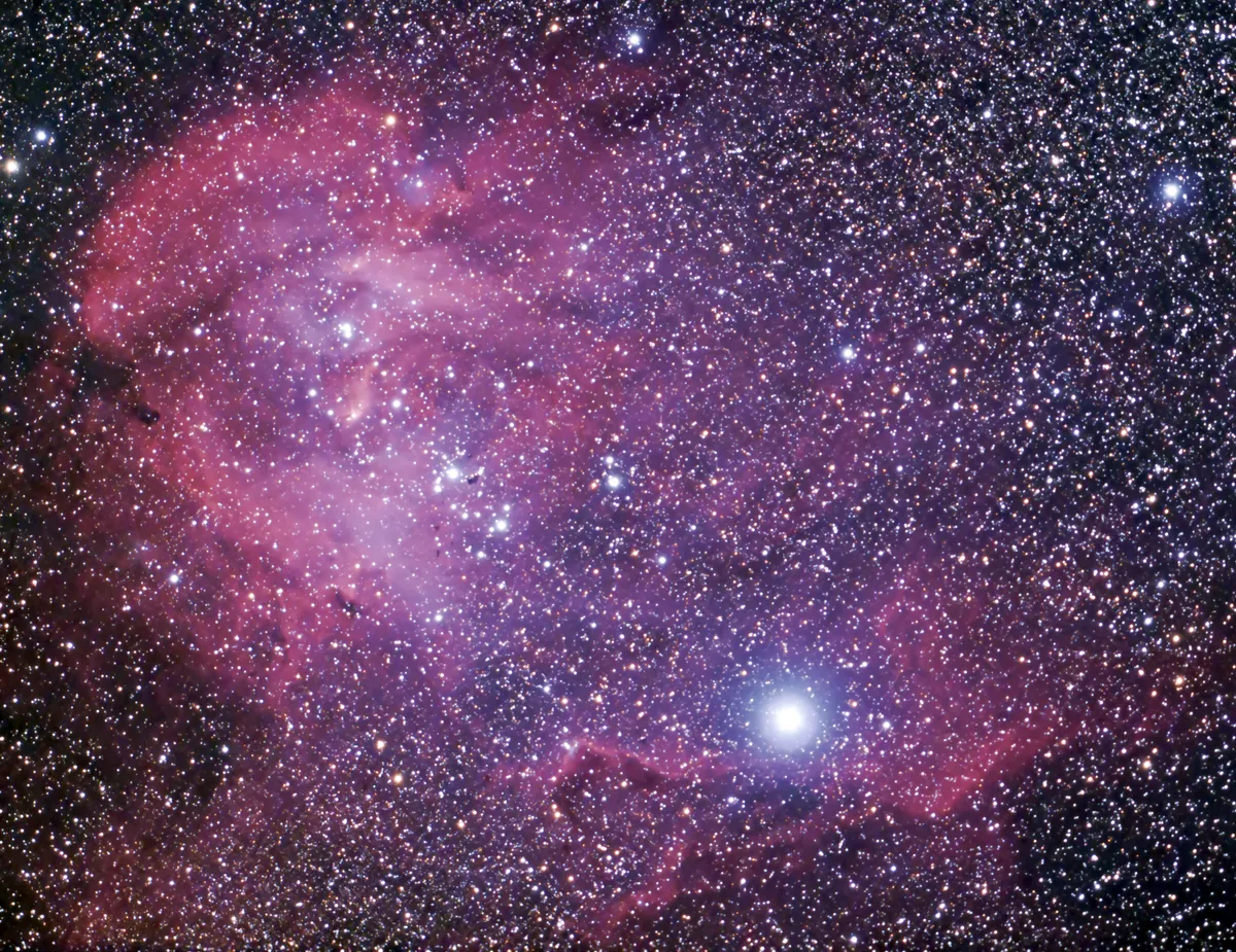 IC 2944 Running Chicken Nebula by Tom Bishton, Brisbane, Australia. Equipment: ED120 Black Diamond Refractor, AZ EQ6 mount, ST 80 Guidescope, Synguider, Canon 600D modded.