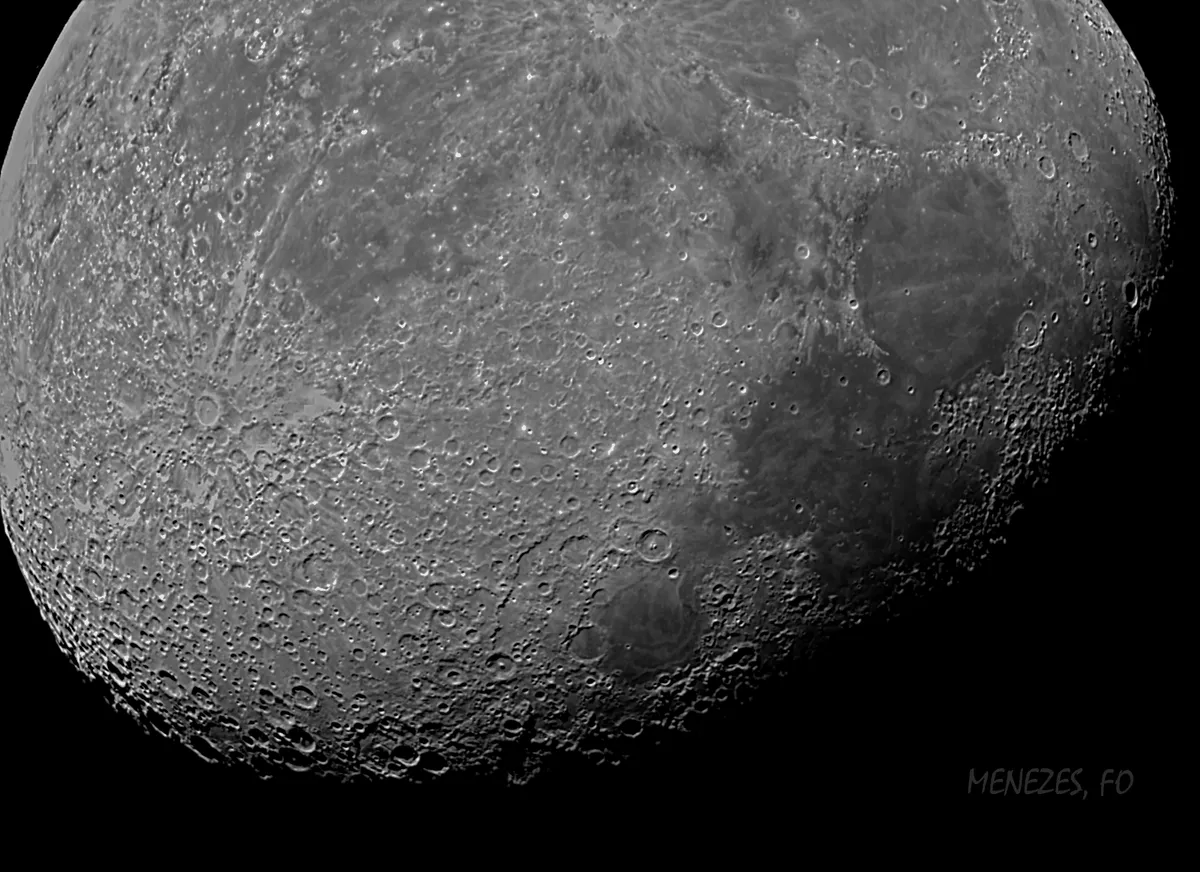 Moon 83% by Fernando Oliveira De Menezes, Sao Paulo, Brazil. Equipment: APO 150mm Triplet ED, Asi 174mm,