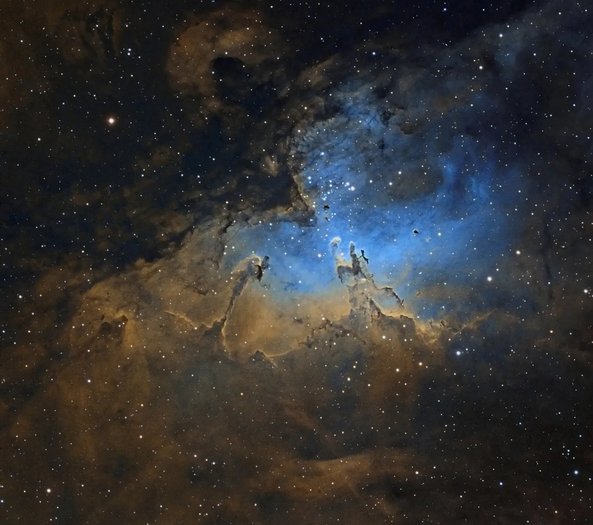 M16 Eagle Nebula Hubble Palette by Andre van der Hoeven, Hendrik-Ido-Ambacht, The Netherlands.