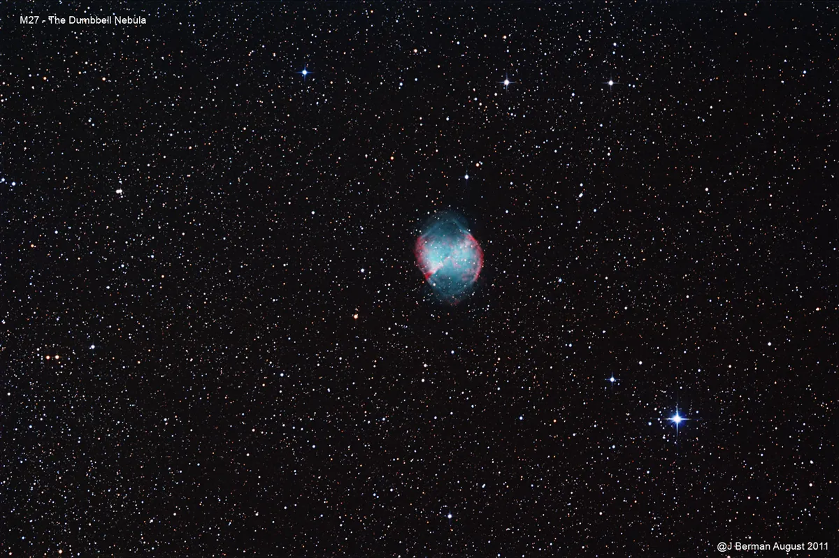 M27 - The Dumbbell Nebula by John Berman, Whyteleafe, Surrey, UK.
