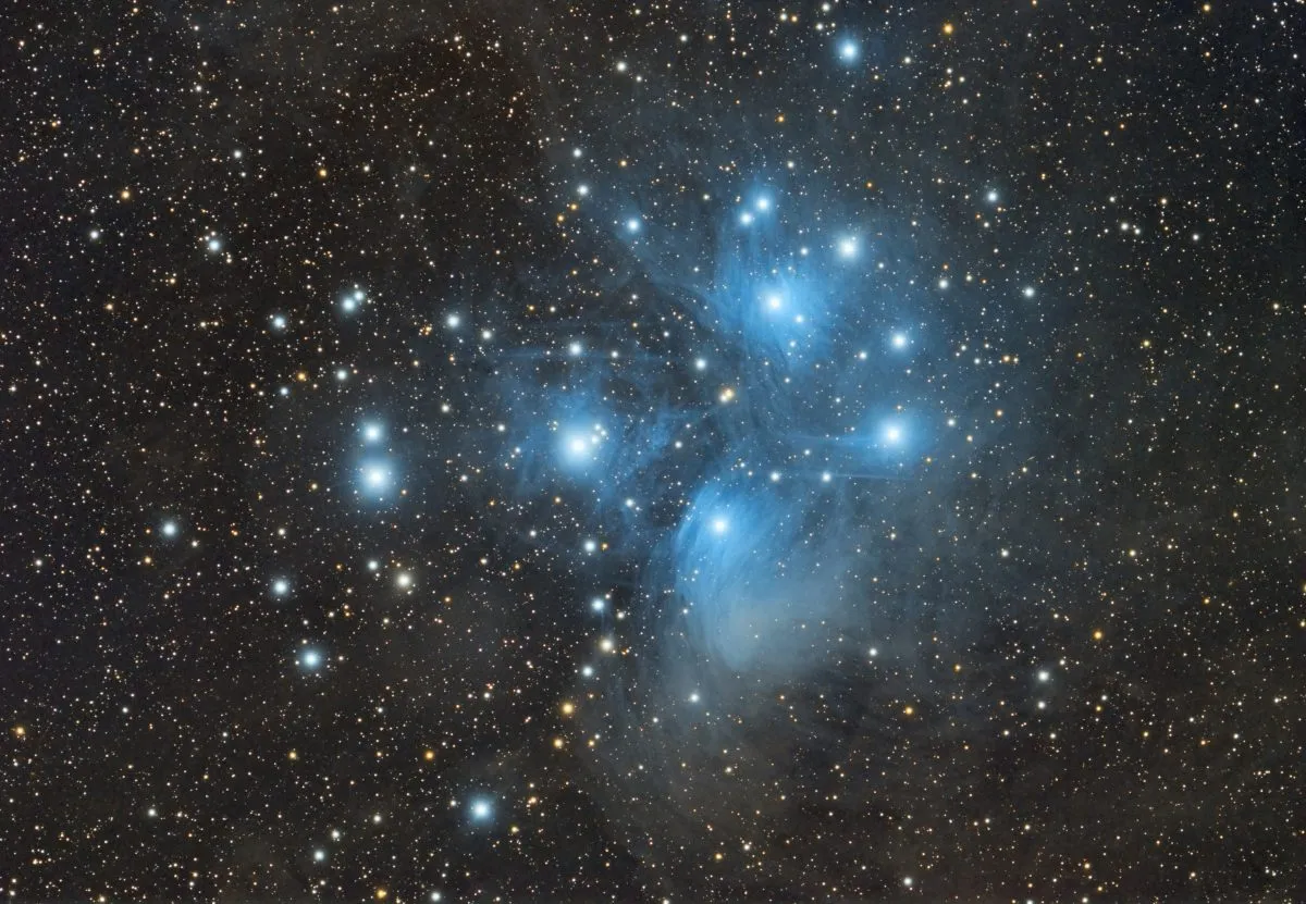 Messier 45 - Pleiades by Miroslav Horvat, Maderkin Breg, Croatia. Equipment: SW ED80, SW 0.85 FF/FR, QHY8c, SW EQ6Pro, SW 9x50 finderguider, QHY5L-IIc.
