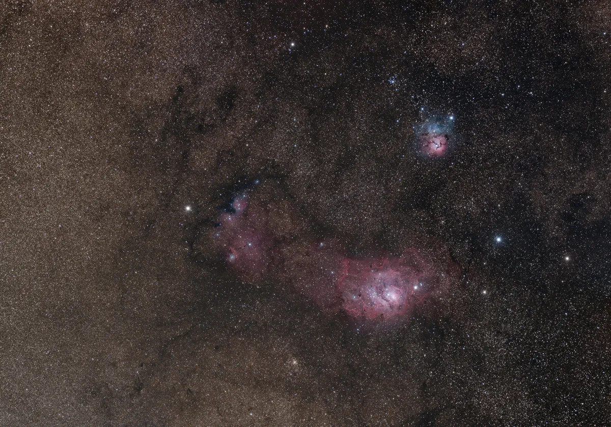 M8 / M20 in the Milky Way by Andre van der Hoeven, Siding Springs, Australia. Equipment: FSQ106, SBIG STL11000 ccd