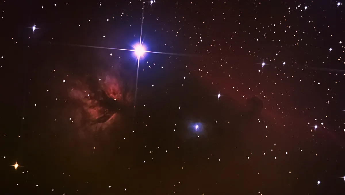 First attempt of Horsehead Nebula by Mark White, Chesterfield, Derbyshire, UK. Equipment: HEQ5 PRO, 150mm Skywatcher PDS, ST80, PHD, Canon 450D unmodded