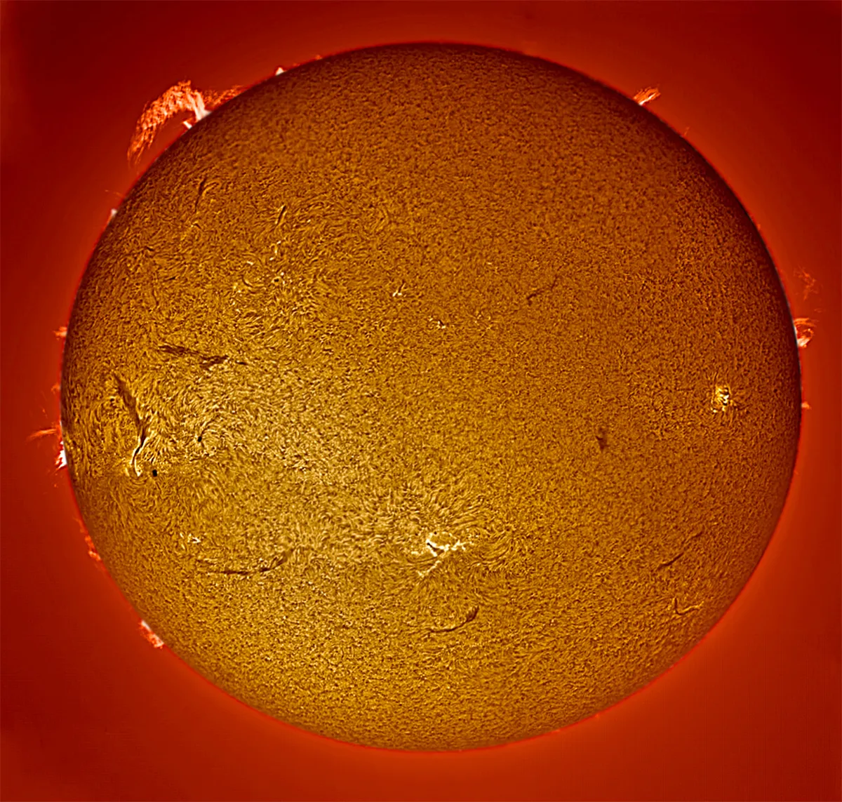 Mosaic of the Sun by Gary Palmer, Sutton Surrey, UK. Equipment: Solarmax II 90, DMK 31, CGEM mount.