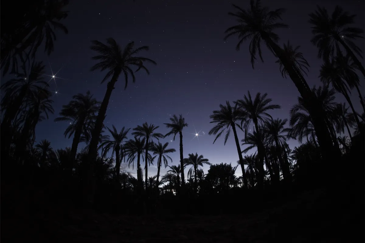 Venus and M45 by Mohammed AissaMoussa, Ghardaia, Algeria. Equipment: Canon 5D Mark II, Fisheye lens 15mm.