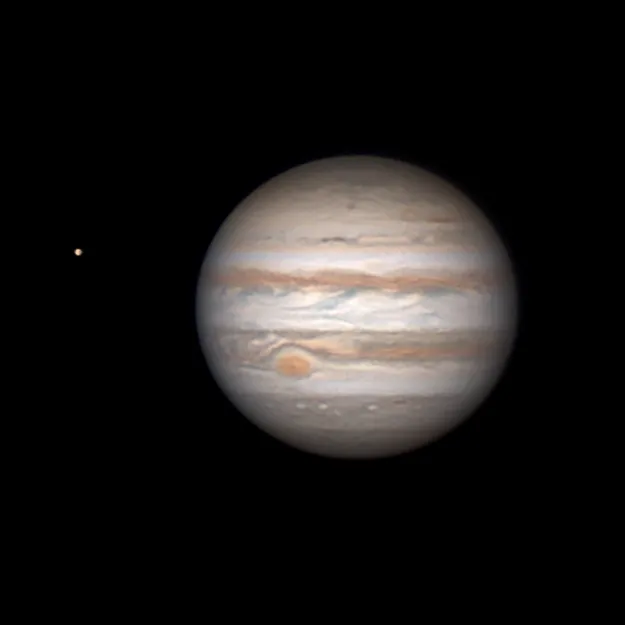 Jupiter and Europa by Tom Howard, Crawley, Sussex, UK. Equipment: Celestron Skyris 618C camera, Celestron C11 SCT, EQ6 mount.