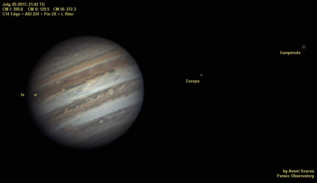 Jupiter, the king of the planets! by Avani Soares, Canoas, Brazil. Equipment: C14 Edge, ASI 224, PM 2X, L filter