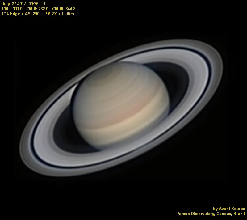 An amazing Saturn with ASI 290! by Avani Soares, Parsec Observatory, Canoas, Brazil.