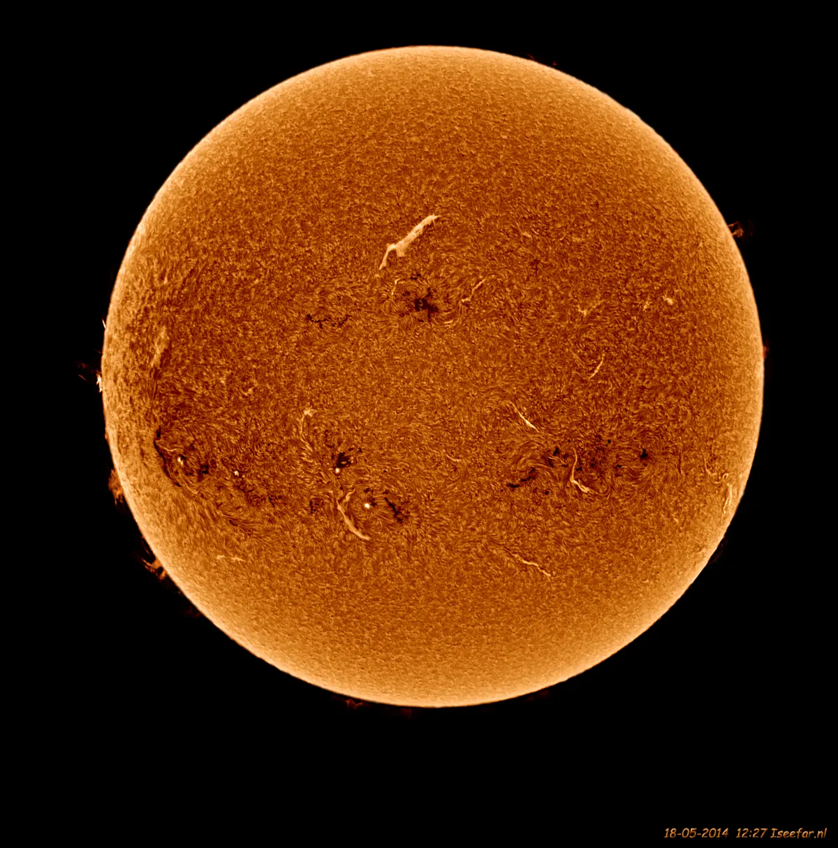 The Sun 18-05-2014 by Ivar Kooren, Heenvliet, The Netherlands. Equipment: ASI120MM, NEQ6, Solarmax 60S