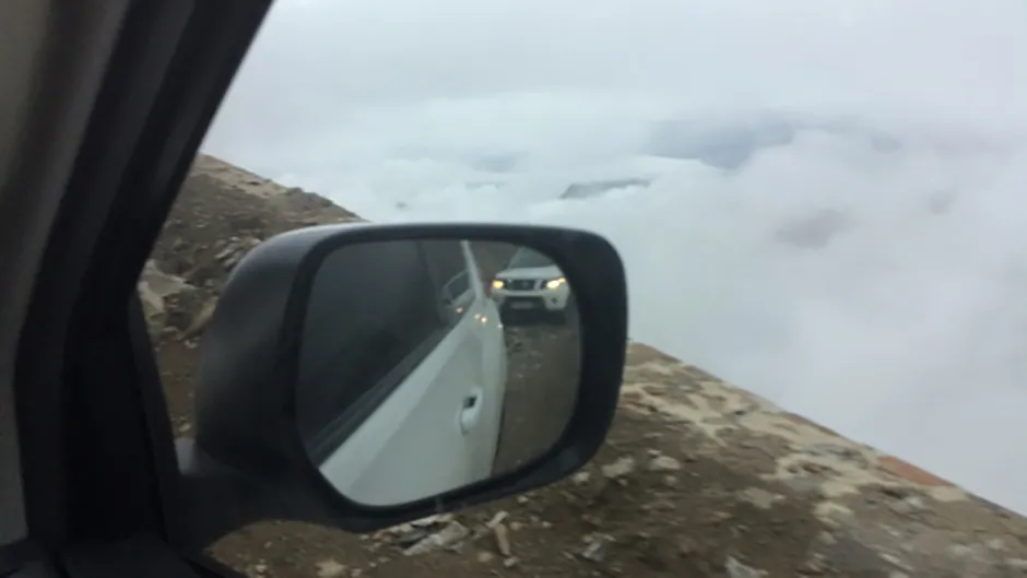 With the cable car in for maintenance, we drove through the clouds to reach Pic du Midi. Credit: Jamie Carter
