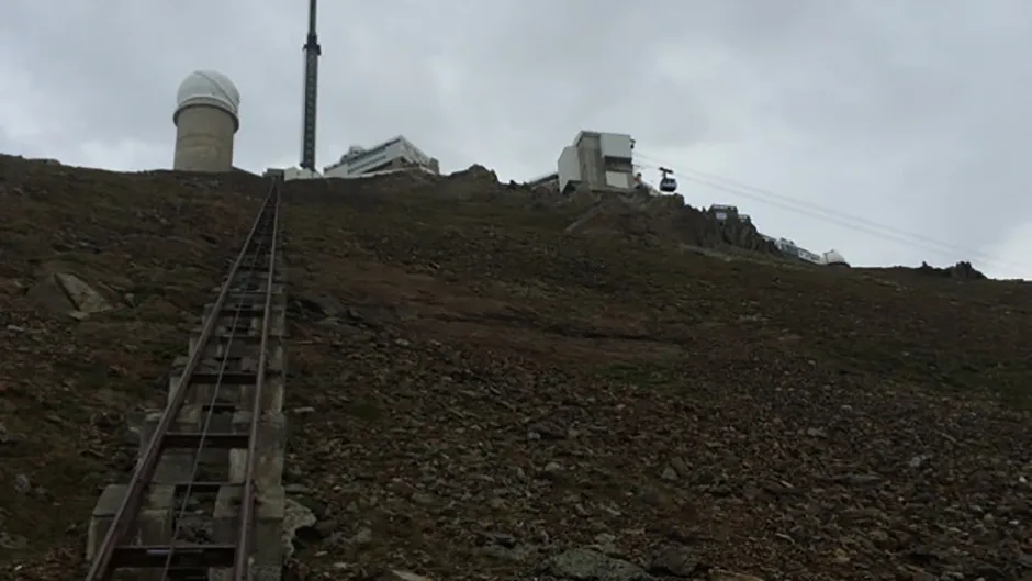 Just before the peak is a funicular platform Credit: Jamie Carter