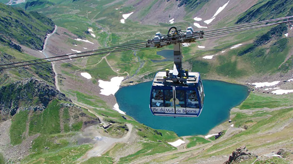The regular way up to the Pic du Midi is by a two-stage cable car that takes 15 minutes Credit: Pic du Midi