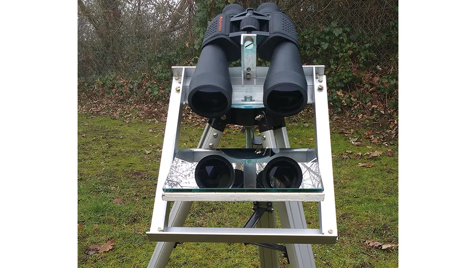 Finding a suitable viewing site is easier with the binocular mirror mount fitted to a tripod. Credit: Will Davis