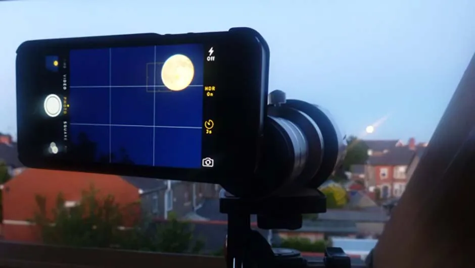 The 50x zoom of the Night Sky MiniScope can be used with a stargazing app