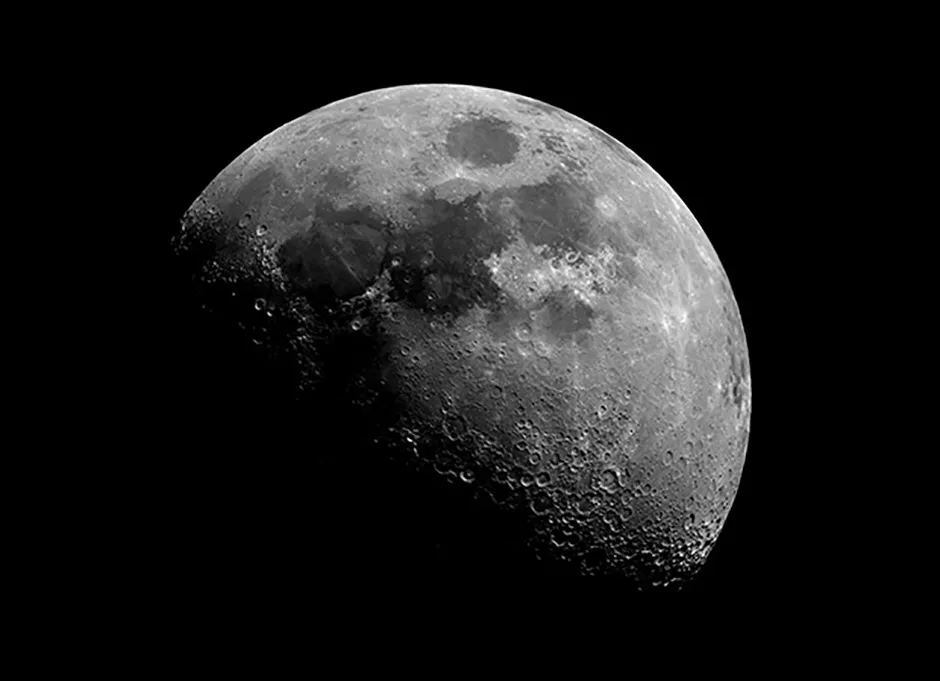 Rugged terrain on the waxing gibbous Moon as captured through AMAT's 0.35-metre telescope Credit: Royal Observatory Greenwich AMAT (c) National Maritime Museum, London
