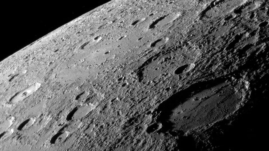 A view of Mercury's craters, captured by the MESSENGER space probe in 2008. The planet's orbital conundrum would eventually be solved via Einstein's general theory of relativity. Image Credit: NASA, JHU APL, CIW
