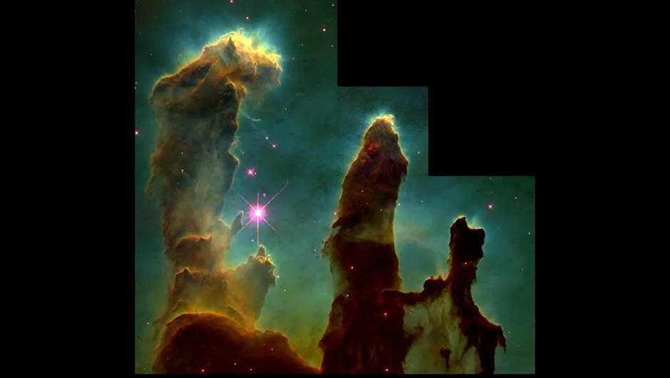 The Pillars of Creation - one of the Hubble Space Telescopes’ most iconic images, were captured in 1995. They show columns of gas and dust, which provide the materials necessary for new stars to form. Credit: Jeff Hester and Paul Scowen (Arizona State University), and NASA/ESA