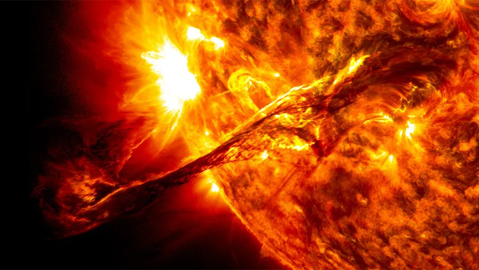 A coronal mass ejection that occurred on 31 August 2012, captured by NASA’s Solar Dynamics Observatory. These events can generate power aurorae on both Earth and Mars.Credit: NASA/Goddard Space Flight Center