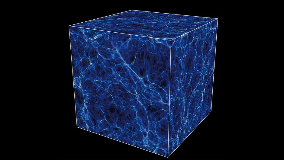 A supercomputer simulation showing part of the cosmic web 11.5 billion years ago. The cube is 24 million lightyears on a side.Image: J. Onorbe / MPIA
