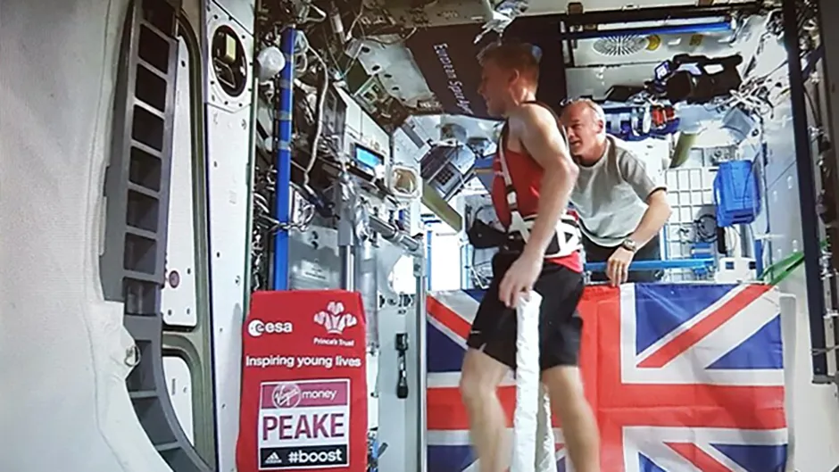 Tim Peake running the London Marathon from the International Space Station