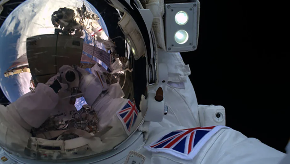 UK astronaut Tim Peake's selfie during his spacewalk