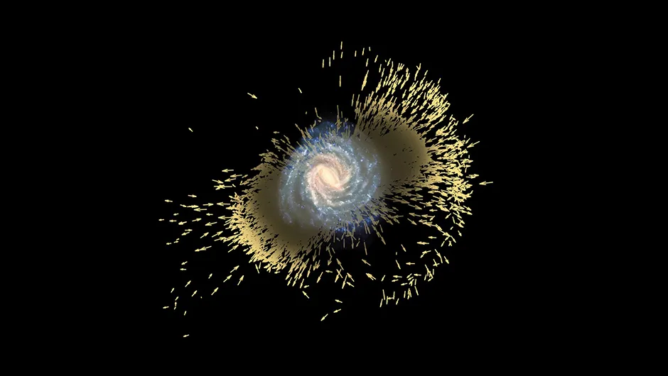 An artist’s impression of the debris from Gaia Enceladus’s merger with the Milky WayCredit: ESA (artist's impression and composition); Koppelman, Villalobos and Helmi (simulation), CC BY-SA 3.0 IGO