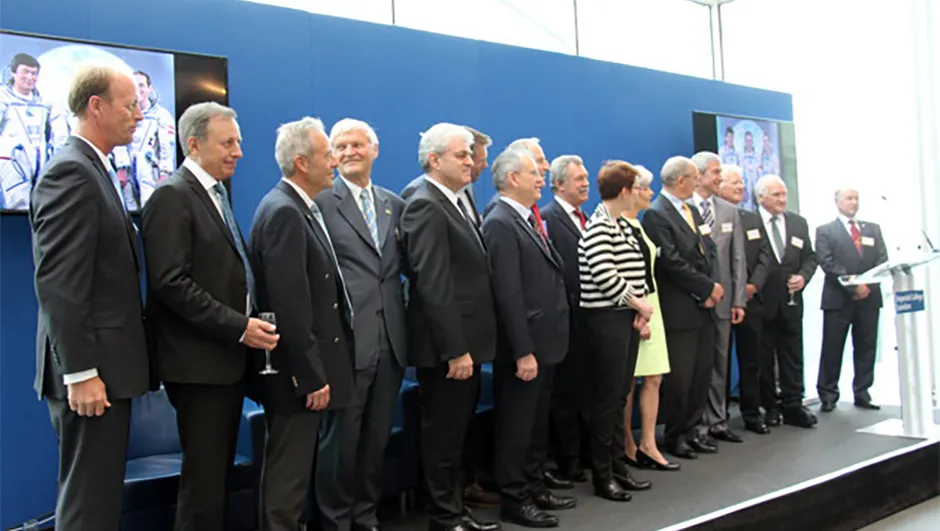 Sixteen astronauts and cosmonauts were at the celebration as members of the Association of Space Explorers - a collection of individuals who have flown in space. During his phone-in Tim Peake made is application to the group, a unique application to a very exclusive group.