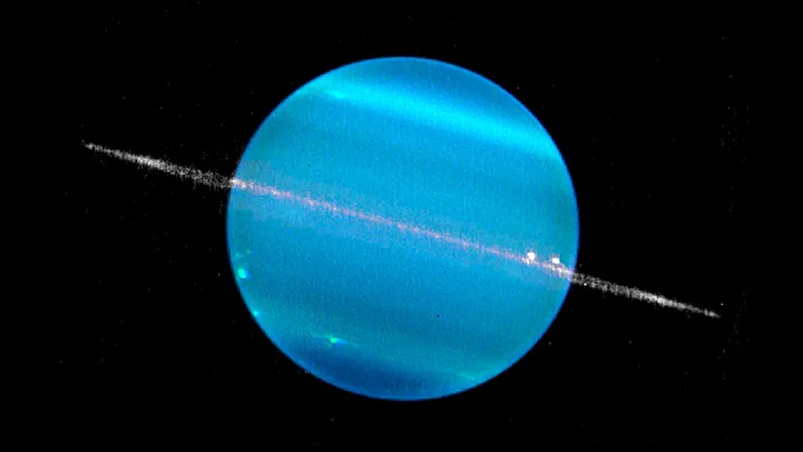 An image of Uranus and its rings captured by the Keck II telescope Source: W. M. Keck Observatory (Marcos van Dam)
